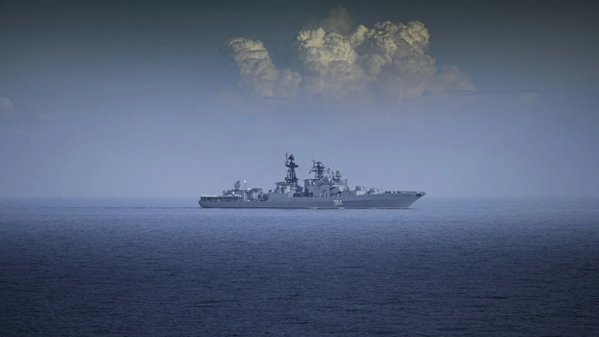 A large ship in the middle of the ocean
